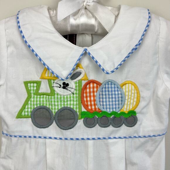 Lil Cactus Applique Easter Bunny Shortall Romper 6-12 Months - Picture 2 of 6